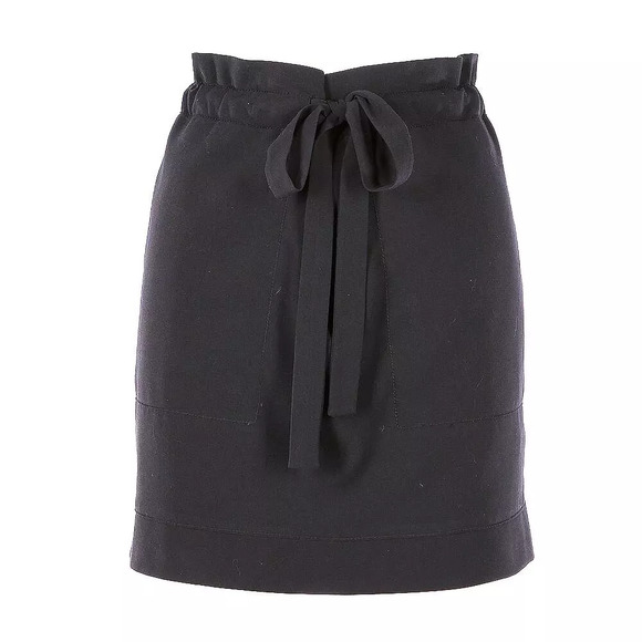 Max Studio Dresses & Skirts - Max Studio Front Tie Drawstring Black Skirt With Big Pockets Lined Size 8 NWT